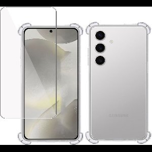 Hoesje + Screenprotector geschikt voor Samsung Galaxy S24 Plus – Tempered Glass - Extreme Shock Case Transparant