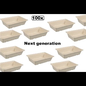 100x Frietbakje A13 - suikerrietpulp - Patat friet frites bakje snack bak