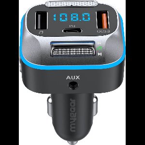 MyGear Bluetooth FM Transmitter - Auto Lader - Carkit - Snellader - USB-C Poort -  Handsfree Bellen - Voor Alle Telefoons - Bluetooth Audio Receiver - 7 Kleuren