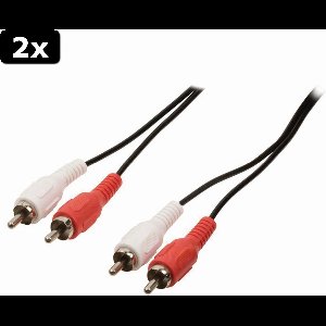2x Nedis CAGB24200BK15 Stereo-audiokabel 2x Rca Male - 2x Rca Male 1,5 M Zwart
