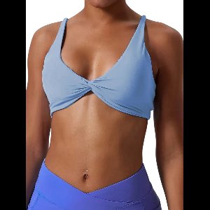 BREEZETWIST Sport-Bh - Sexy Bra - Dames Sportbeha met Twist-Design - Ultra-Zacht - Stijlvol & Elegant - Ademend - Verstelbaar - Borstondersteuning - Blauw - Maat M