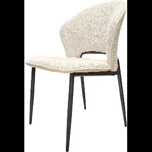 Maizu - Design Eetkamerstoel Sienna - Set van 4 - Zwart Metalen Poten & Crèmekleurige Gestoffeerde Zitting