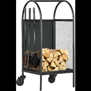 Outsunny-Haardhoutrek-Metaal-37,5x37,5x80cm-Zwart