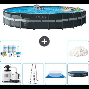 Intex Rond Ultra XTR Frame Zwembad - 732 x 132 cm - Inclusief Pomp - Ladder - Grondzeil - Afdekzeil Onderhoudspakket - Filterbollen