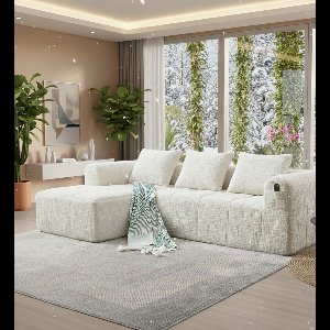 Luxe L-vormige Hoekbank met Chaise Longue en Slaapfunctie - 3-Zits Modern Design, Gestoffeerd Chenille, Comfortabele Loungebank met Armleuningen en Opbergvak – Depauwwonen