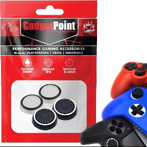 Gadgetpoint - Thumb Grips voor PlayStation, PS5, Xbox X/S, One & Switch Pro Controller - Gaming Thumbgrips - Performance Anti-Slip Thumbsticks - Bescherming Accessoires - Wit Zwart en Zwart Wit