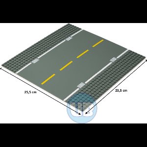 Uniblocks City wegenplaat recht met gele belijning - 25,5 x 25,5 cm | Bouwplaat 32x32 noppen |wegen | stad | city | combineer met Lego bouwplaten | Geschikt voor LEGO bouwplaten bouwplaat wegplaat