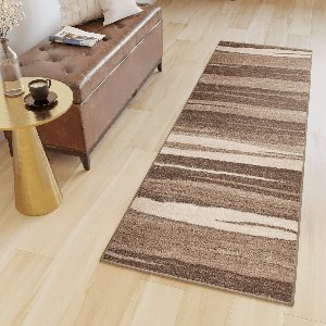 Tapiso Sari Tapijt Loper Bruin Beige Woonkamer Gang Vloerkleed Maat- 70x450