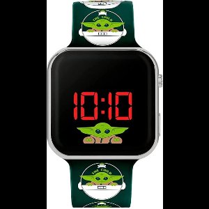 Accutime - LED Watch Star Wars The Mandalorian Baby Yoda - Kinderhorloge Met LED Display Voor Datum en Tijd - Groen