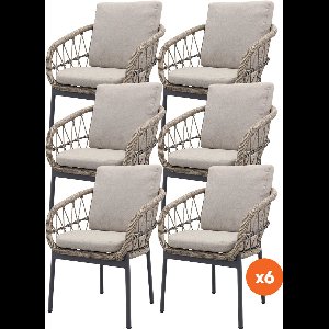 Set van 6 - Julia dining tuinstoel - Antraciet