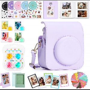 YONO Accessoires Set XL geschikt voor Fujifilm Instax Mini 12 - Case - Hoesje - Fotoalbum - Bundel - Lila