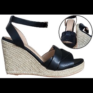 Stravers - Hoge Sleehak Sandalen met Enkelband Maat 43 Zwart Grote Maten Sandalen