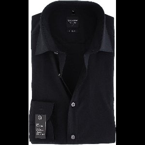 OLYMP Level 5 body fit overhemd - mouwlengte 7 - zwart - Strijkvriendelijk - Boordmaat: 40