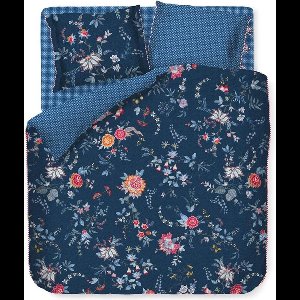 Pip Studio Flower Festival dekbedovertrek - Tweepersoons - 200x200/220 - Donker Blauw