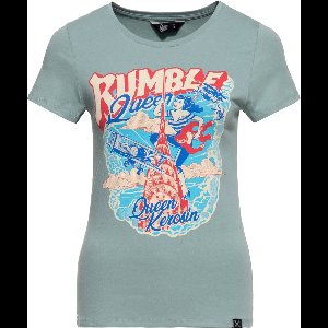 Queen Kerosin Damen Print T-Shirt ''Rumble Queen'' QKI31005 Smoke Green-M