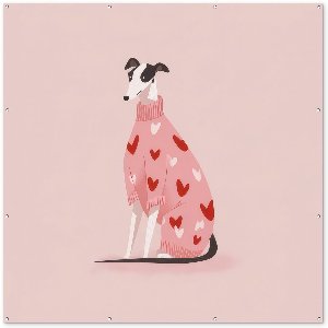 Tuinposter 200x200 cm - Tuindecoratie Hond - Hartjes - Roze - Poster voor in de tuin - Buiten decoratie - Schutting tuinschilderij - Tuindoek muurdecoratie - Wanddecoratie balkondoek
