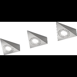 LED Keukenkast Verlichting - Trion Ecoli - 9W - 3-lichts - Warm Wit 3000K - Driehoek - Mat Nikkel - Aluminium