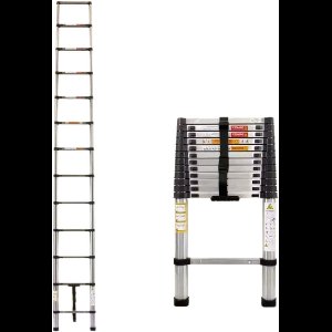 Telescopische Ladder Castellio - 380CM - Roestvrijstalen Vouwladder - Draagbare Uitschuifbare Loft Ladder - Max. Belasting 150kg/330lb - EN131