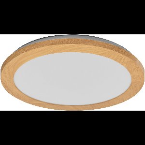 OSRAM ORBIS Disc wand-/plafondlamp met LED, houtdecor, 22W, 1800lm, 3000/4000K, verstelbaar via wandschakelaar met Click CCT, 30cm diameter, IP44 bescherming voor badkamers, inclusief schroeven/pluggen