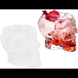 JGS Premium - 2-delige Skull shot glass set voor Cocktails en Drankjes met Skull gezicht - Kristalhelder en Grappig glaswerk voor Water - Bar Gadgets met grappige schedel opdruk