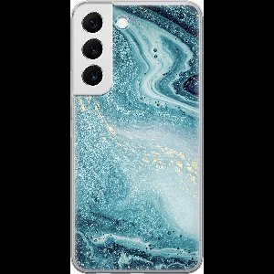 Leuke Telefoonhoesjes - Hoesje geschikt voor Samsung Galaxy S22+ - Marmer blauw - Soft case - TPU - Marmer - Blauw