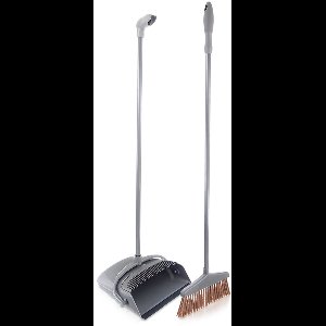 Orion - Bezem en Stoffer Set - Lange Steel - Grijs - Ergonomisch