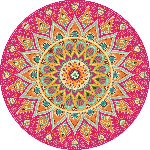 Vloerkleed vinyl rond | Mandala koraal | 150 cm Rond | Ontdek ons rond vinyl vloerkleed in Mandala koraal. Stijlvol, duurzaam en hygiënisch. Perfect voor gezinnen die comfort en design waarderen. Maak een bewuste keuze voor je interieur!