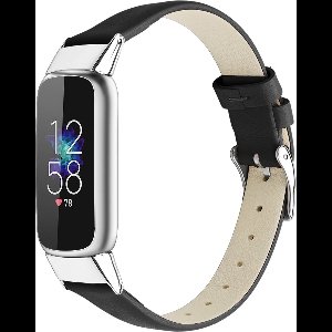 By Qubix - Geschikt voor fitbit luxe bandje - Leren bandje - Maat: Small - Zwart Smartwatchbandje horlogeband polsband Armband Strap Band Watchband