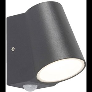 QAZQA Uma - Moderne LED Buitenlamp met Bewegingsmelder | Bewegingssensor | sensor voor buiten - 1 lichts - D 120 mm - Donkergrijs - Buitenverlichting