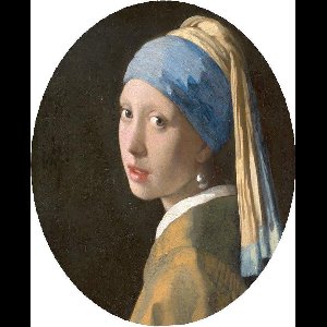 Meisje met de parel, Johannes Vermeer - Foto op Behangcirkel - ⌀ 100 cm