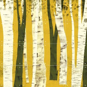 IXXI Forest Ocher, Lotte Dirks - 80 x 80 cm - Gratis ophangtool - Grote wanddecoratie en posters - Illustraties, Kleurrijk, Grafisch Ontwerp