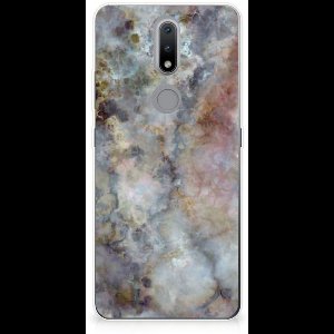 Back Cover voor Nokia 2.4 TPU Siliconen Hoesje Marmer Grijs