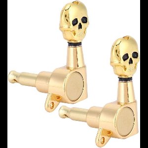 Allecto plus - Ukulele Tuning Peg, 4 stuks Gouden Skull-vormige machinekoppen voor Ukulele DIY-onderdelen