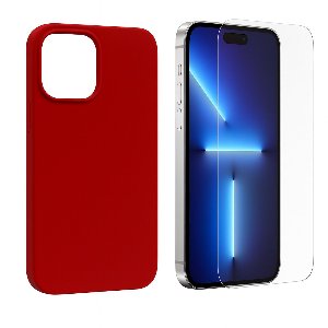 Magsafe Hoesje voor iPhone 15 Pro Max in Donkerrood + Screenprotector l Case l Beschermhoes l Cover