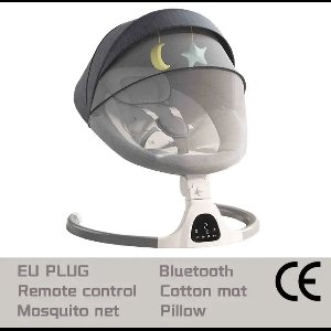 Elektrische Wipstoel - Baby Schommel - Elektrisch Wieg - Baby Bed - LED-display Scherm - Afstandsbediening - Bluetooth - Verstelbare Hangstoel - Nieuw Grijs