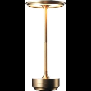 Oplaadbare LED Tafellamp, USB-C, 1800 mAh Dimbare Waterproof Draadloze Sfeerlamp met Touch Bediening, oplaadbare ronde metalen lamp met aanraakbediening, Woonkamer, Restaurant en Bar, goud