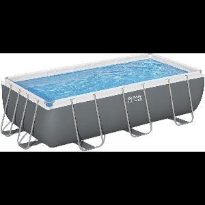 Bestway Power Steel - Opzetzwembad inclusief filterpomp en zwembadtrap - 404 x 201 x 100 cm - Rechthoekig