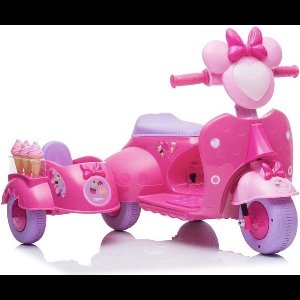 Kinder scooter - roze - met zijspan - elektrisch - max. 30kg