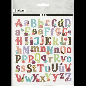 Stickers, alfabet, vel 15x16,5 cm, 1 vel