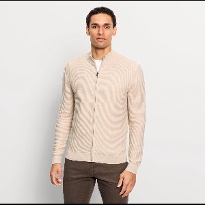 OLYMP gebreid vest met rits beige