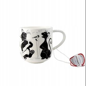 Carmani Mok Crazy Cats - 500ml Keramiek, Zwart-Wit