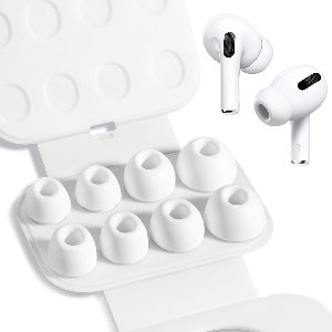 Namajunas - 4 Paar Vervangende Oordopjes Tips Geschikt voor AirPods Pro Gen 1 & 2 - Siliconen Oordopjes - AirPods Pro vervangende oortips - Met Ruisonderdrukkingsgat - Draagbare Opbergdoos - Maat S/M/2*L - Wit