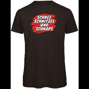 Schnee, schnitzel und schnaps wintersport t-shirt zwart L - soBAD. | Foute apres ski outfit | kleding | verkleedkleren | wintersport t-shirt | wintersport dames en heren
