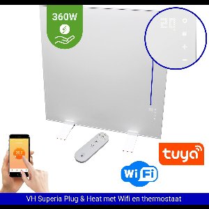 VH Infrarood paneel Superia - 60 x 60 cm - 360 Watt - Geïntegreerde thermostaat - Smart Home Wifi - Inclusief voetjes - Verplaatsbaar - Lichtgewicht
