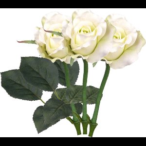 Top art Kunstbloem roos Alice de luxe - 3x stuks - wit - 30 cm - kunststof steel - decoratie