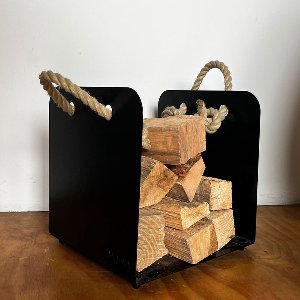 Magma draagbare houtopslag | zwart | staal | metaal | stevige houtmand |