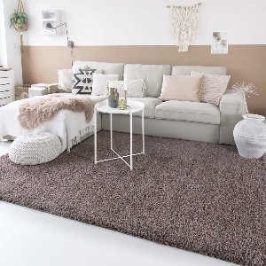 Hoogpolig vloerkleed shaggy Trend effen - taupe 300x400 cm