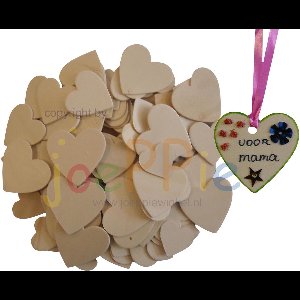 Houten hartjes 30, 40 en 50 mm 100 stuks