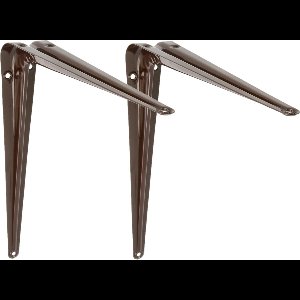 AMIG Plankdrager/planksteun van metaal - 2x - gelakt bruin - H350 x B300 mm