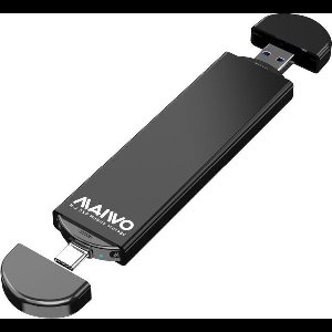 Maiwo K1683P2 Externe USB-C behuizing voor M.2 NVMe SATA SSD - 10Gbps - USB A - M-Key en B&M Key - Zwart